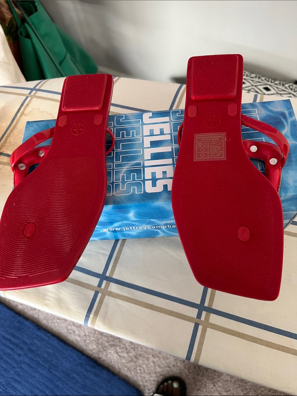 Jeffrey Campbell Red Patent Slide Sandals with Silver Accent - Picture 3 of 4